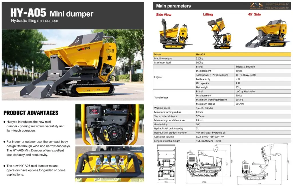 HY-A05 – Mini dumper s podizanjem