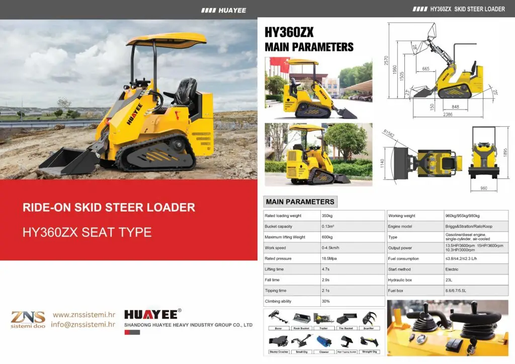 HY360ZX – Ride-on skid steer utovarivač
