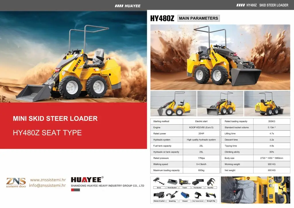 HY480Z – Mini skid steer utovarivač Seat Type