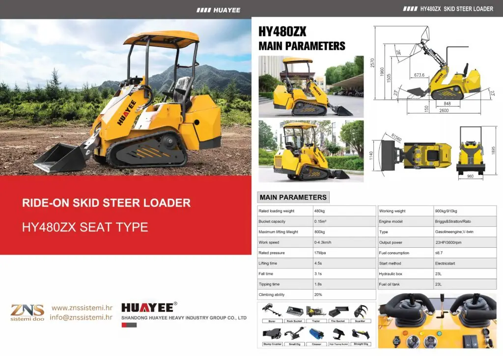 HY480ZX – Ride-on skid steer utovarivač